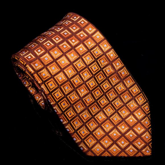 Ike Behar Brown Light Blue Neat 100% Silk Mens Designer Tie USA - Picture 2 of 5